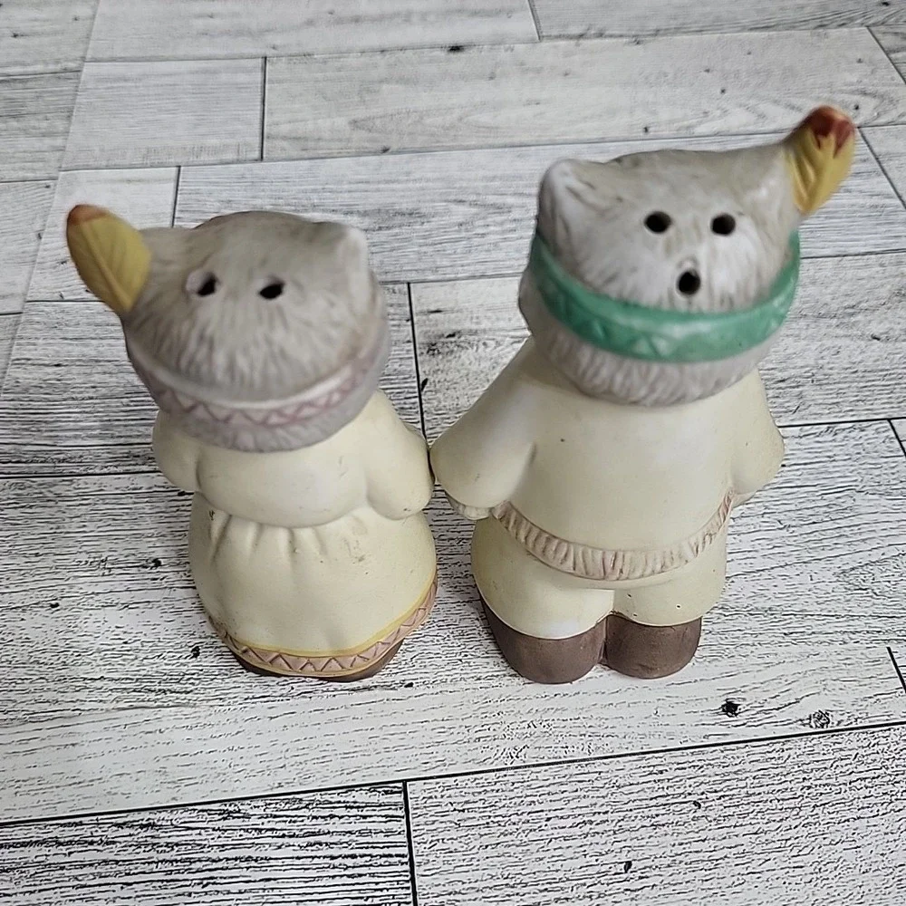 Vintage Tippie's Inc Cats Indian Salt & Pepper Shakers‎ Thanksgiving 1990 Kitty